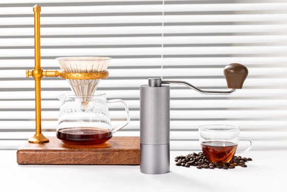 Penggiling Tangan Manual Komersial Pengaturan Disesuaikan Burr Coffee Grinder