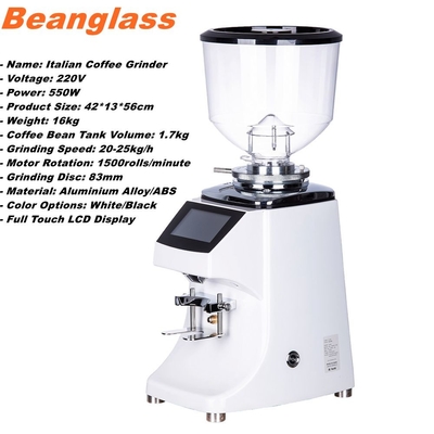 83mm Flat Burr Coffee Miller Electric Espresso Grinder Putih