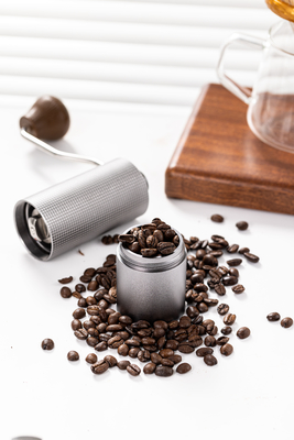 Rumah Penggiling Kopi Espresso Engkol Tangan Pegangan Mini Portabel Stainless Steel Burr
